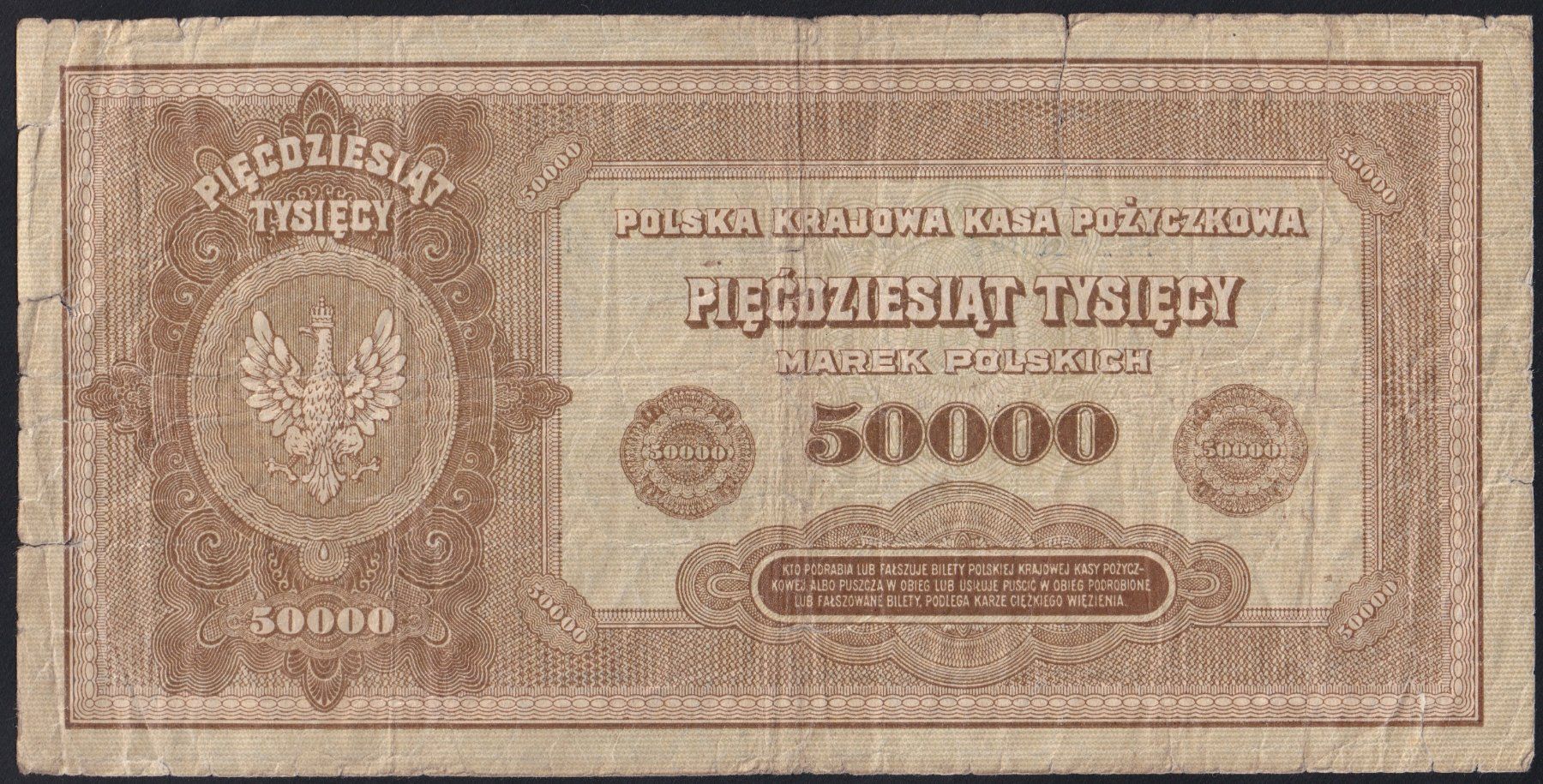 Banknoten: Polen 50'000 Marek 1922 – Gebraucht aus Brugg AG von banknoten_muesli 1