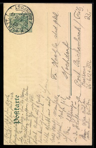 Cartoline postali: Handgemalt: Maulbronn, Ortspartie mit Wo – Usato da Berlin venduto da bartko-reher 1