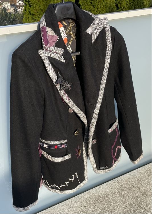 Blazer Brodé Desigual Pour Femme - Taille 42 - Coton Blanc - Parfait état (très Peu Porté)