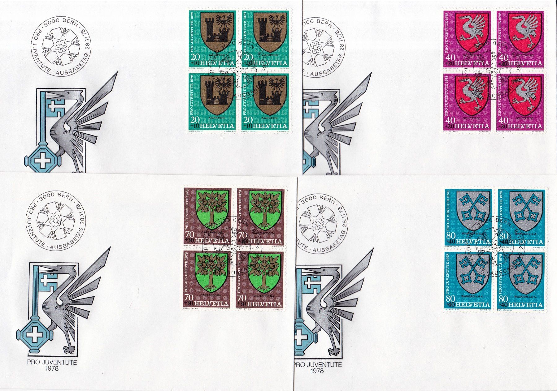 Alle Briefmarken: 54 Stk. Pro Juventute FDCs ab 1958 – Gebraucht aus Münchwilen AG von Nesar 8