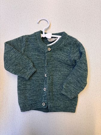 Kinder Strickjacke grün Baumwolle Grösse 74/80