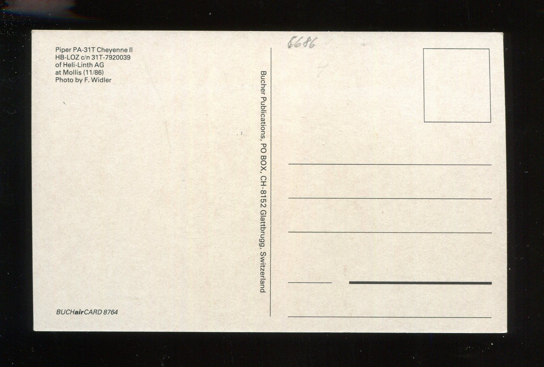 Cartoline postali: Piper PA-31 Cheyenne II, Mollis – Usato da Aarau venduto da Elmaar41 1