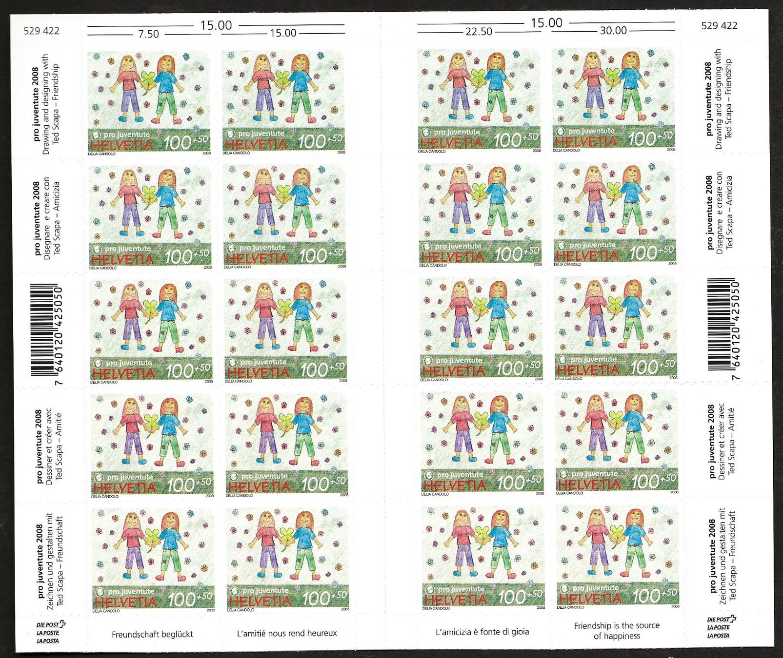 Alle Briefmarken: PJ 2008 Zierbogen mit Zwischensteg Serie ** SBK 2'000.- – Neu und originalverpackt aus Zürich von Alain-Phila 3