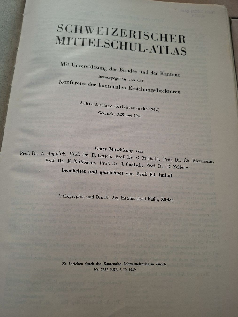 Libri: Mittelschul Atlas 1939 – Usato da Meierskappel venduto da rigihans 1