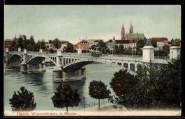 AK Basel, Wettsteinbrücke mit Münster