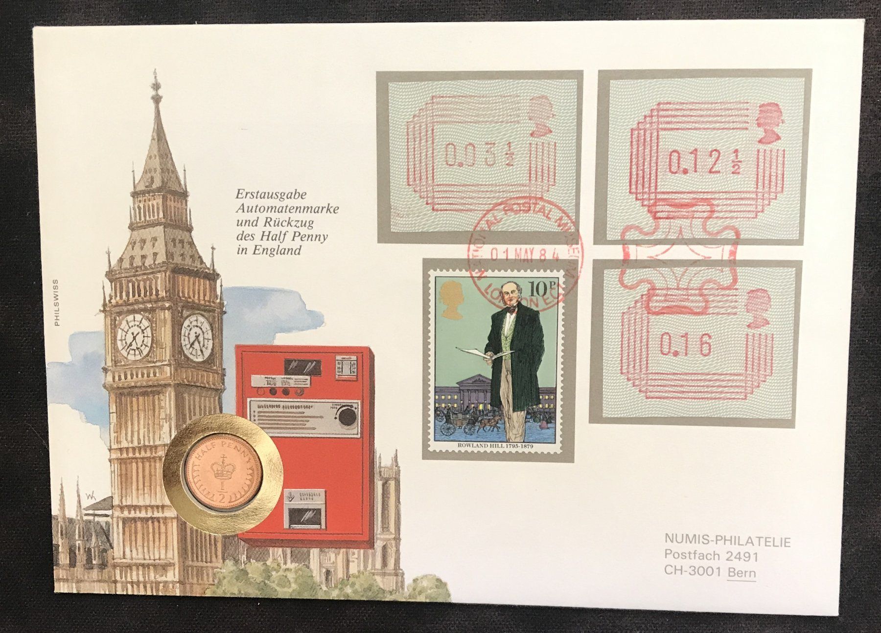 Tutti le monete: MÜNZBRIEF AUTOMATENMARKE ENGLAND – Usato da Ostermundigen venduto da Kari1937