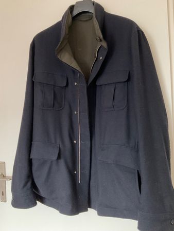 LARDINI reversible Wolle Jacke Gr 50/56 Blau/Grün gereinigt