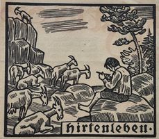 Ernst Würtenberger, Holzschnitt, 1920 - Hirtenleben, Ziegen