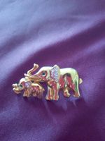 Elefanten -Brosche (Mutter + Junges) Modeschmuck mit Strass