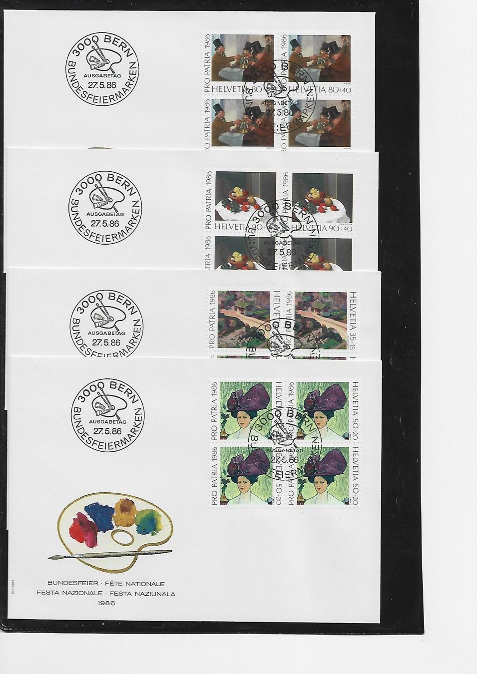 Tutti i francobolli: 1986 PP  4x FDC 4 er – Usato da Rheinau venduto da loxis