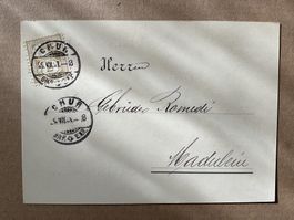 Zunr. 58Aa Chur - Madulein 2Rp. Drucksache-Vertreteranzeige