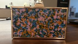 Clutch Tasche Goldmuster Bunt neuwertig