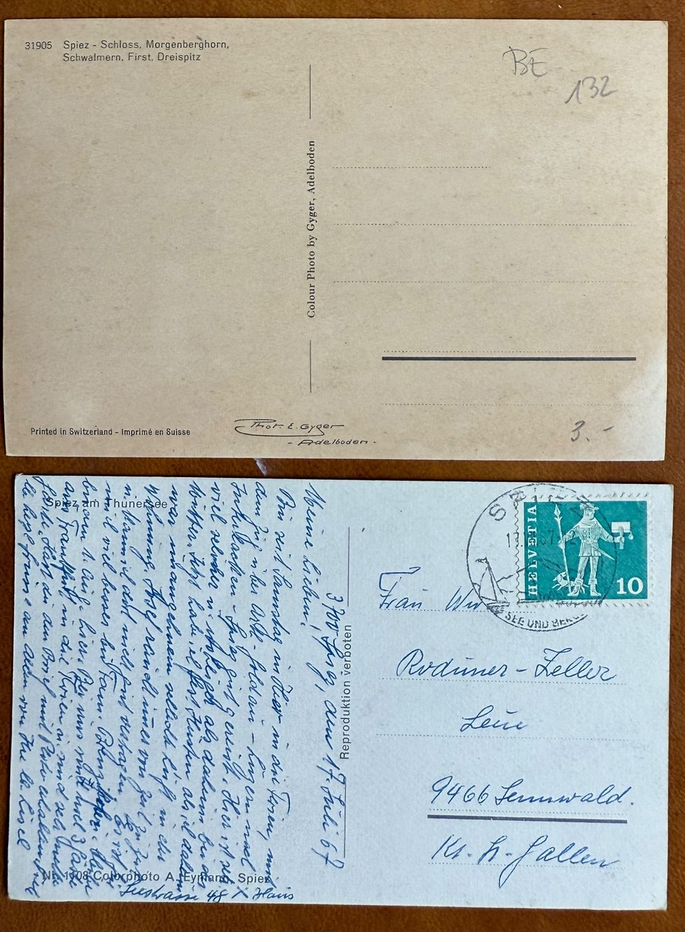 Ansichtskarten: 2X AK: Spiez – Gebraucht aus Lutry von Ediego 1