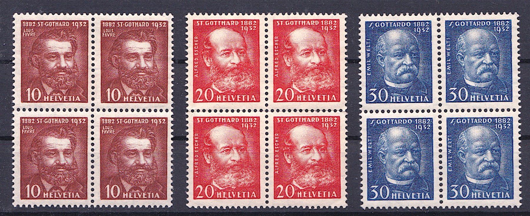 Tutti i francobolli: 1932 Nr. 191-193 im 4er-Block, postfrisch** – Nuovo (secondo la descrizione) da Richterswil venduto da Dyaris2025