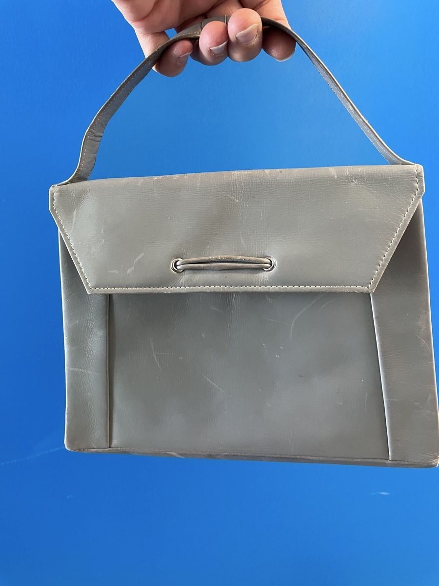 Borse da donna: 1950s Vintage Grey leather Hand Bag   – Usato da Zürich venduto da MISSYS-WONDERBAG 7