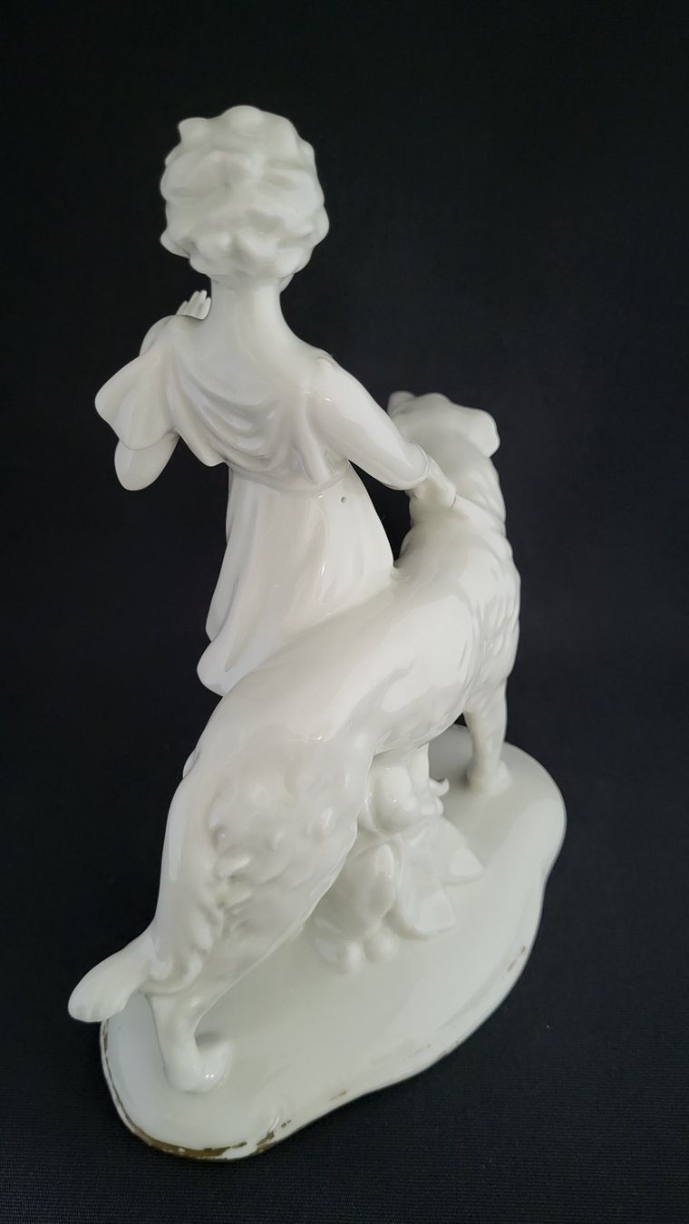 Statuette: Art Deco-Figur DAME MIT WINDHUND – Usato da Basel venduto da spinne02 3