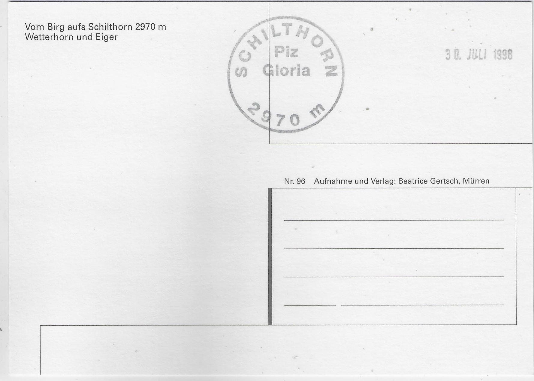 Cartoline postali: Vom Birg aufs Schilthorn – Usato da Ettingen venduto da Kartenplanet 1
