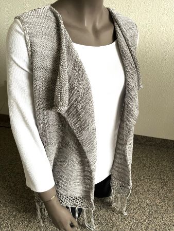 coole Garnweste mit Fransen "TAIFUN" silbergrau GrM/40/42