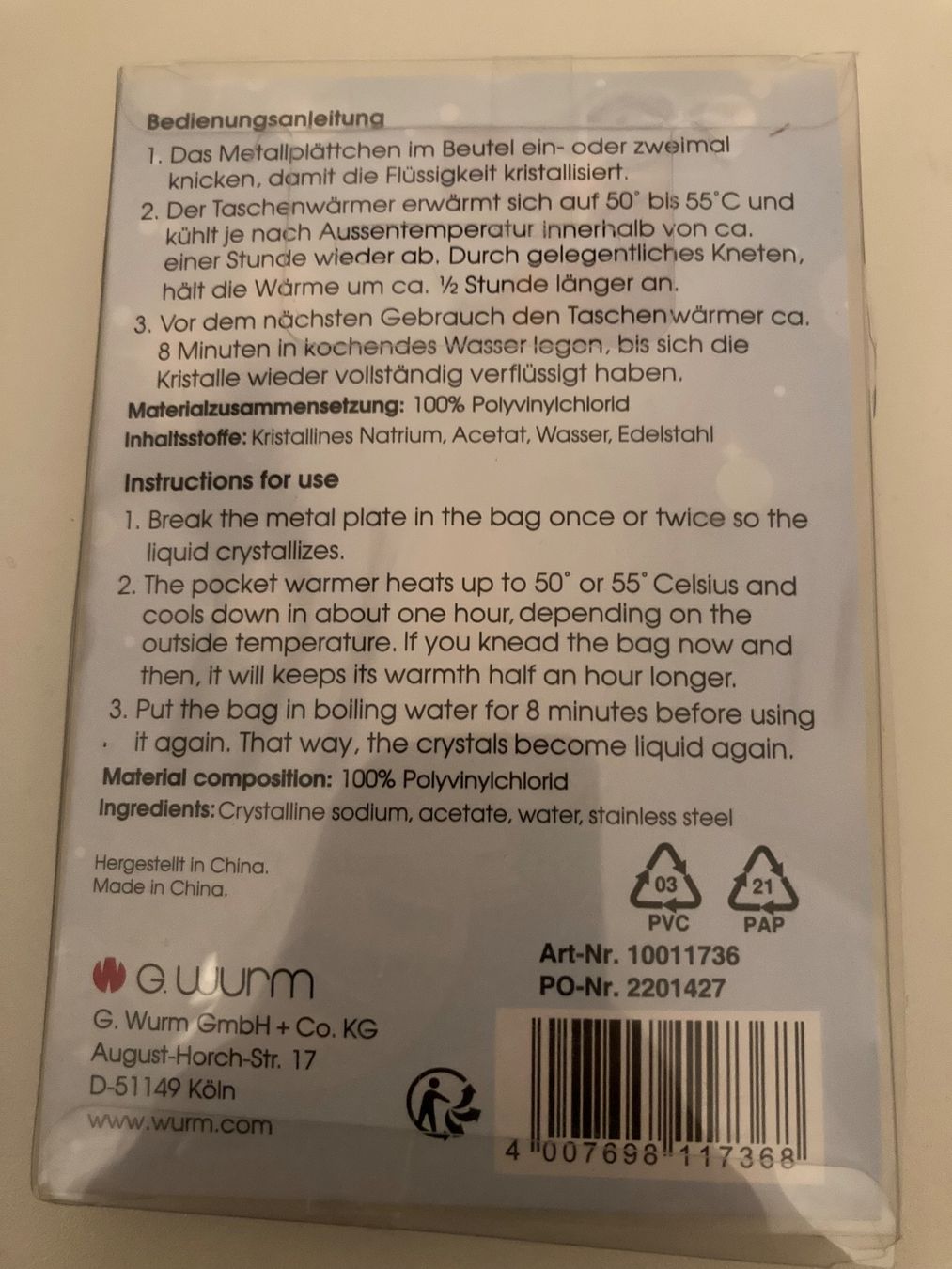 Altro in  Abbigliamento & Accessori: Handwärmer – Nuovo e nell'imballaggio originale da Bülach venduto da Stellina72 1