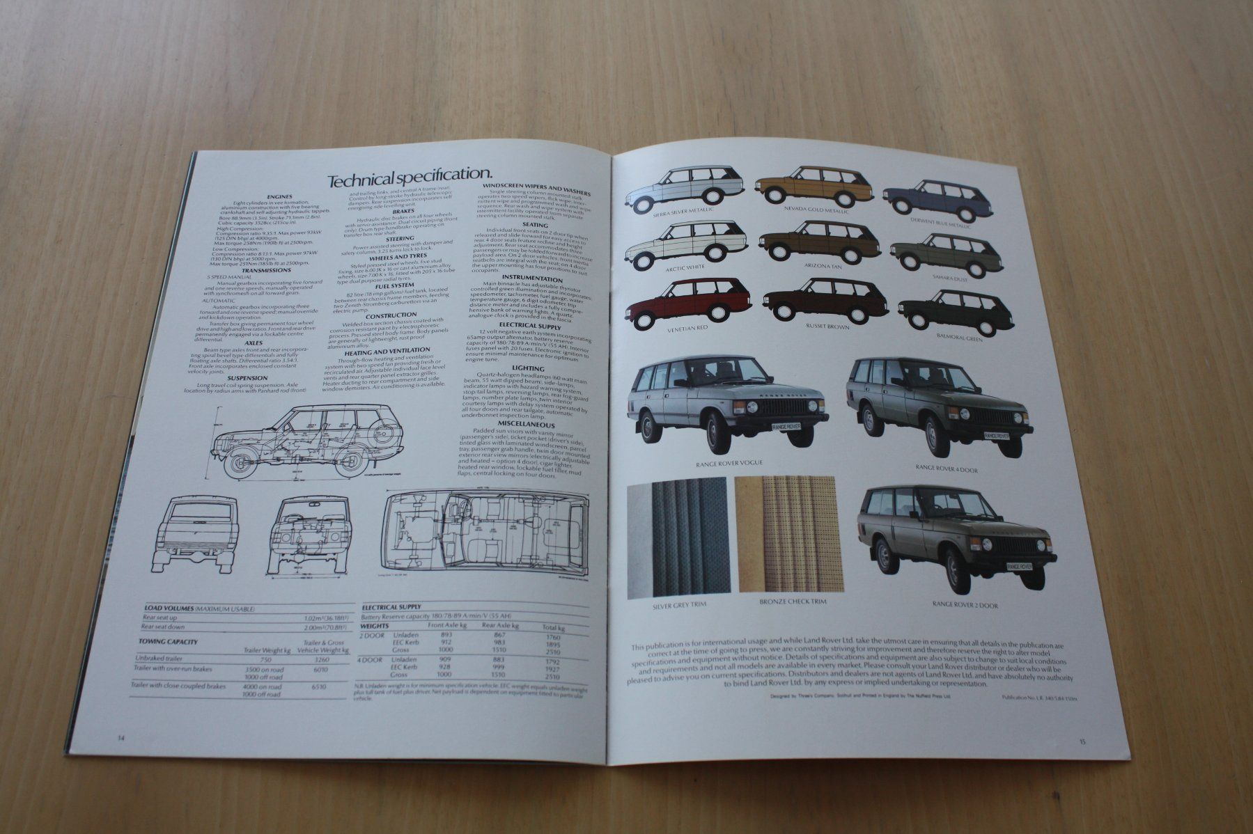 Dokumente: Range Rover Classic Broschüre Prospekt Katalog 5/1984 – Gebraucht aus Wikon von erwin400 7