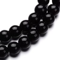 Glasperlenstrang Schwarz 6mm / 45Stück