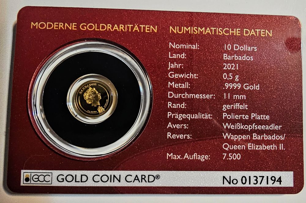 Barbados 2021 Gold Coin Card (Neu und originalverpackt) in Dietikon für ...