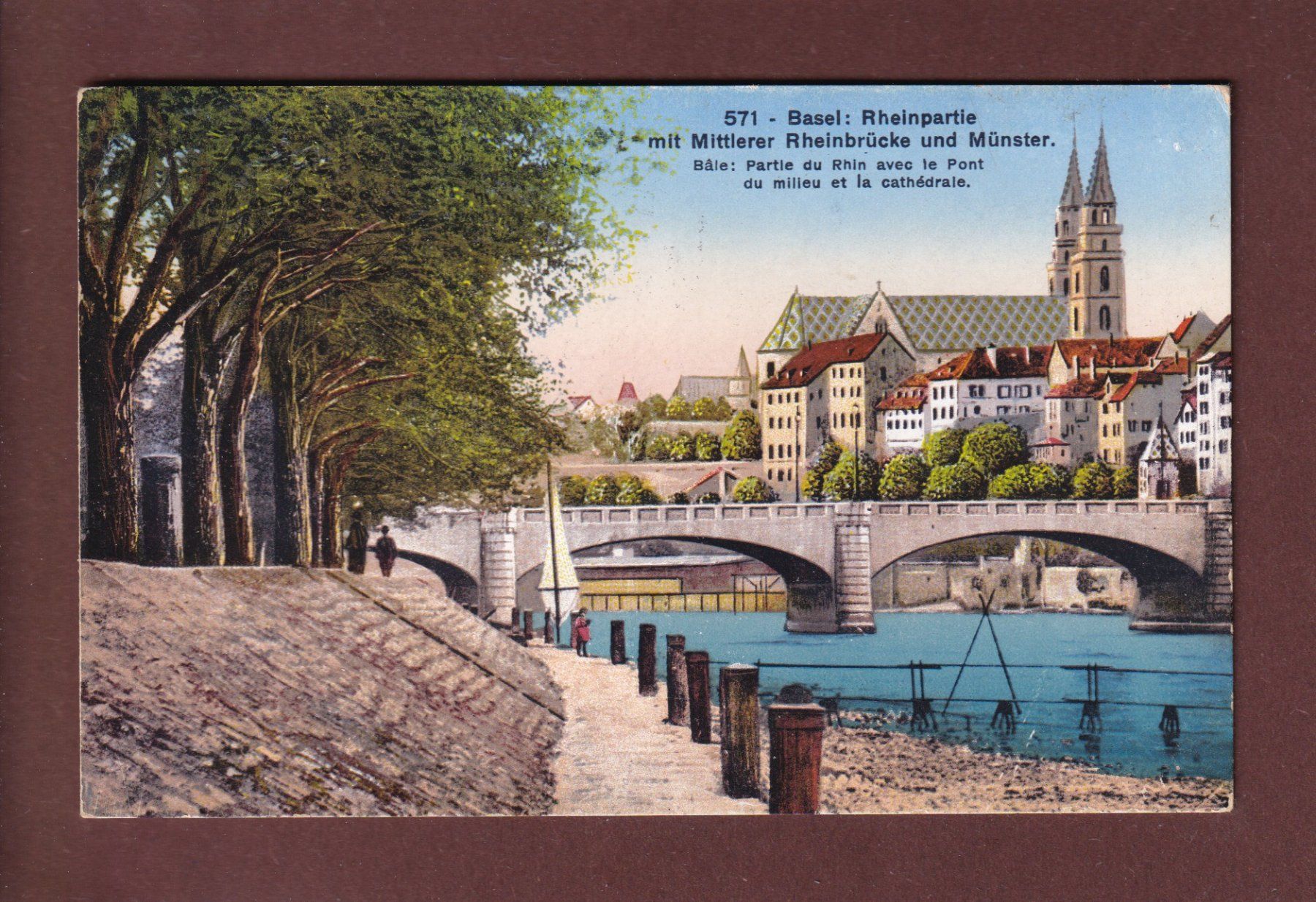 Cartoline postali: BASEL - Rheinpartie - 1929 // Eckbug // – Usato da Pully venduto da nicecards