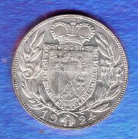 Liechtenstein coins 5 krone 1924 mega rare TOP grade silber
