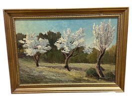 Huile sur toile: Arbres en fleurs ,signe A .Gontard