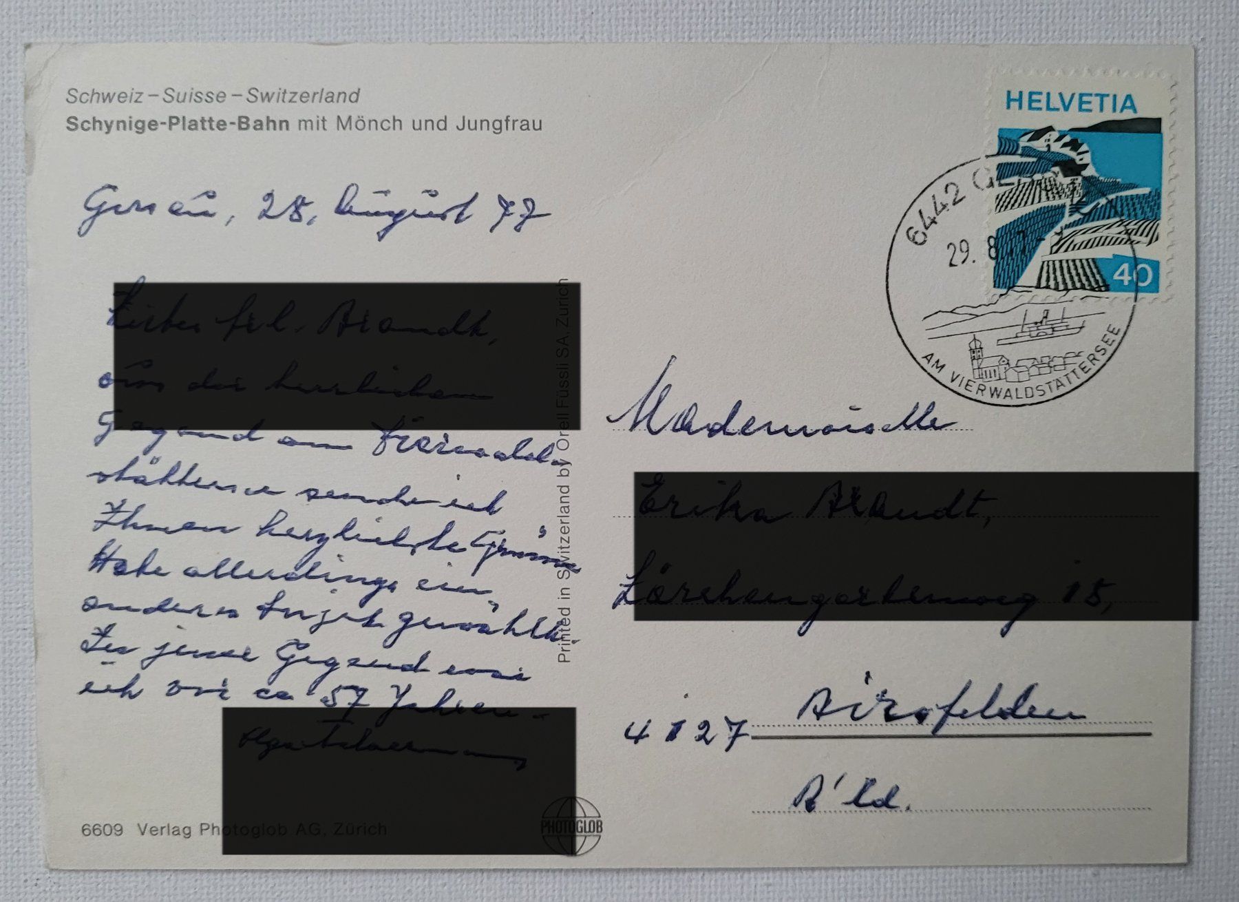 Cartoline postali: FRANKIERTE ANSICHTSKARTE / CARTE POSTALE AFFRANCHIE - 1977 – Usato da Neftenbach venduto da Mador6 1