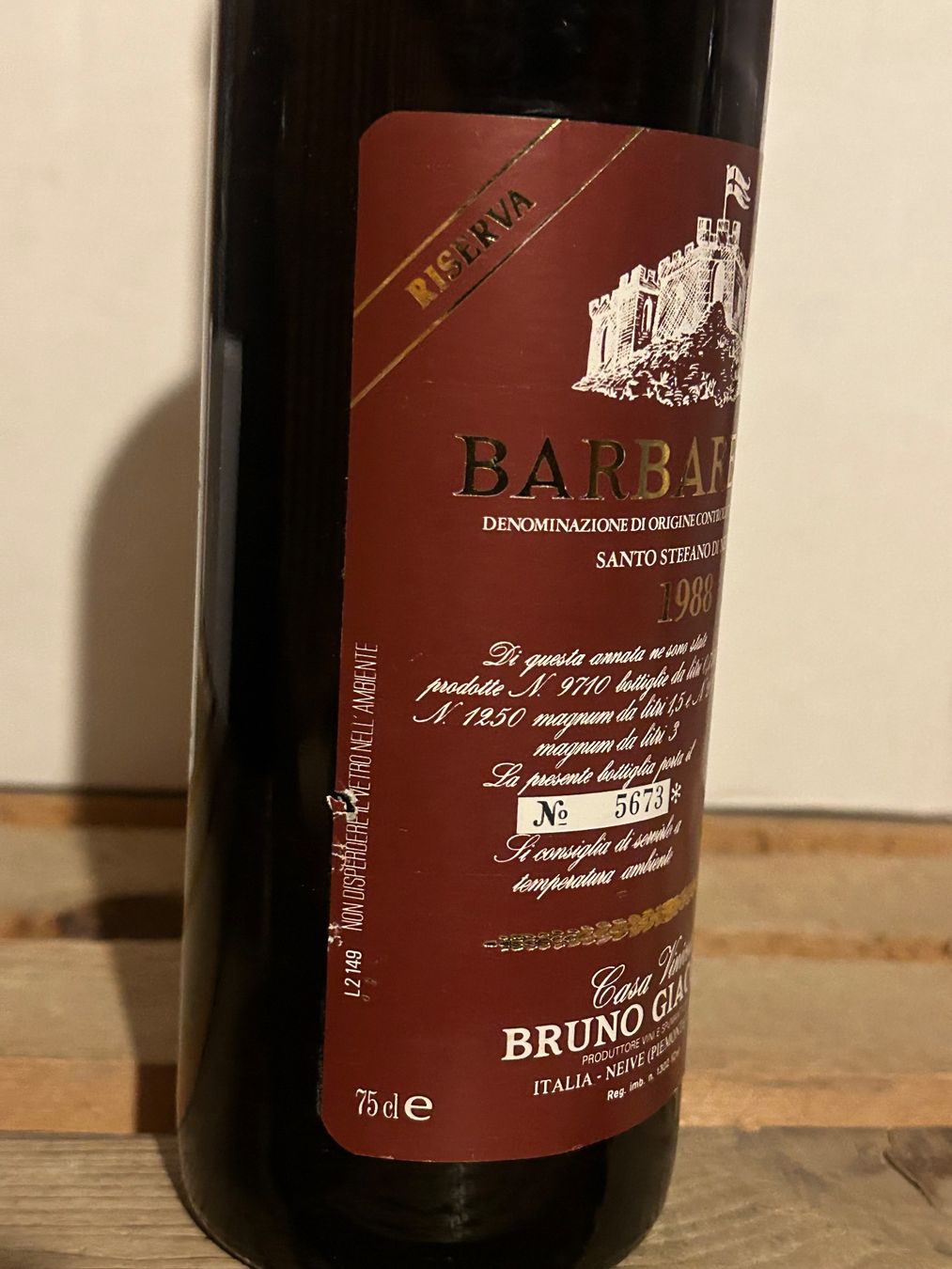 Vino: BRUNO GIACOSA Barbaresco Santo Stefano Riserva 1988 – Nuovo (secondo la descrizione) da Roche VD venduto da avediscipule 3