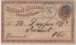 CINCINNATI - seltener blauer Stempel auf 1. USA Postcard