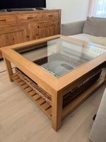 Couch Tisch mit Glasplatte Holz Korpus 100x100cm