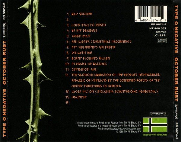 CD: Type O Negative – October Rust – Usato da Gingins venduto da Demonseed 1