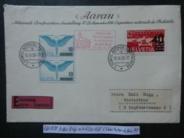 CH 1938 toller Flugbrief mit F22+F25 gest. 1. Schw.Automob.P