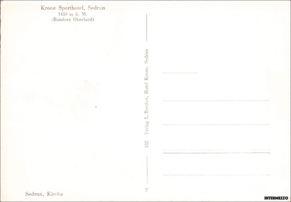 Cartoline postali: Sedrun GR // Kirche Krone Sporthotel Winter Surselva – Usato da Basel venduto da intermezzo12 1