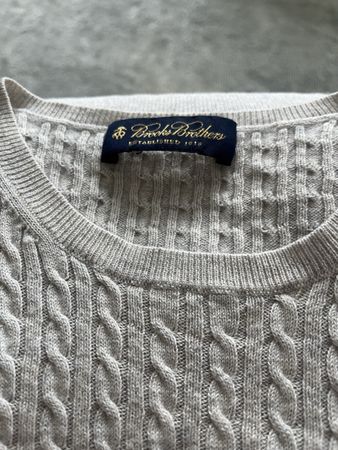 Brooks Brothers Cashmerepullover Zopfmuster Grau Gr. S-M