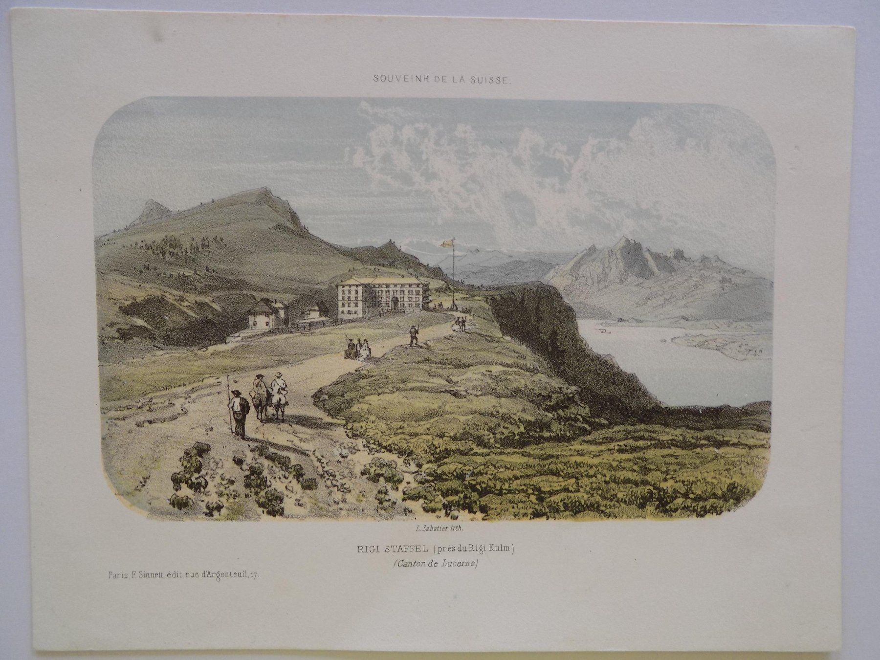 Stiche: Rigi Staffel getönte Lithographie – Gebraucht aus Risch von Antikfee