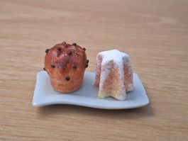 Pandoro mit Panettone Handgemacht, Keramik Platte, Maileg