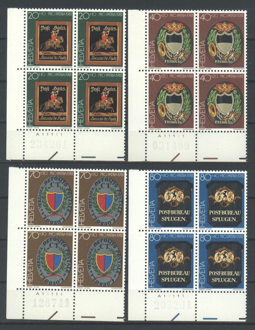 Tutti i francobolli: 1981, Pro Patria, Viererblöcke ** – Usato da Willisau venduto da Vollstempel