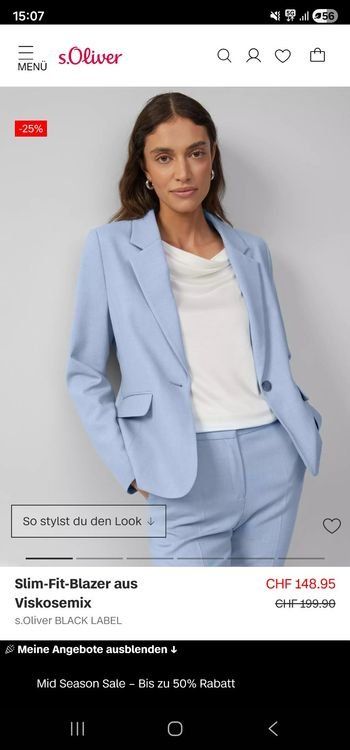 S.Oliver Giacche: Gr. 44 S.Oliver Light Blue Blazer - Smart & Stylish! – Nuovo (secondo la descrizione) da Sutz venduto da Dalilea 2