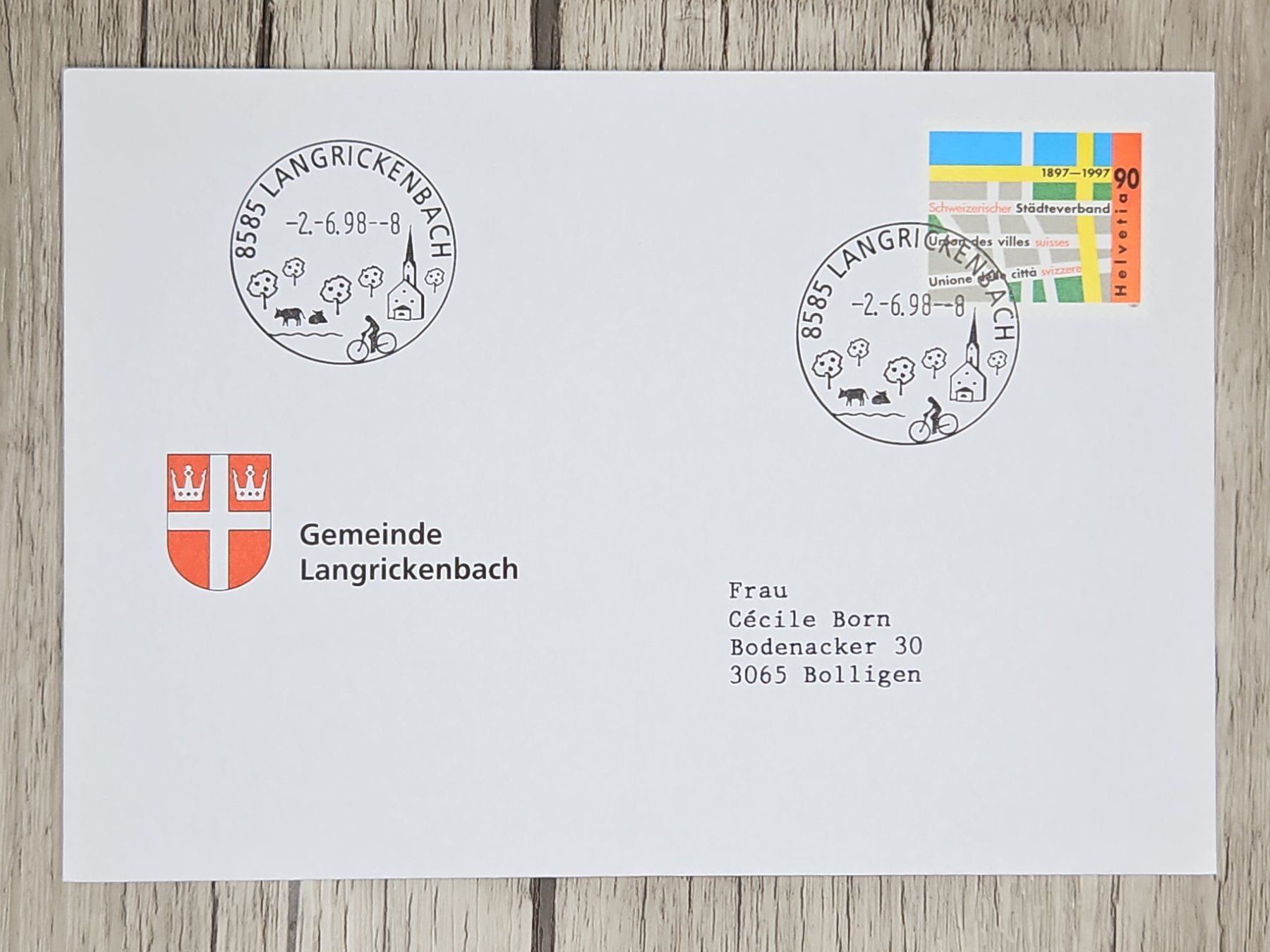 Tutti i francobolli: CL11 Enveloppe + Timbre Suisse 1998 – Usato da Cousset venduto da Patrick_Collections