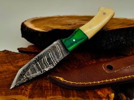 Geprüft! 1A Knife Faltenstahl DAMASCUS Damast Jagd Messer