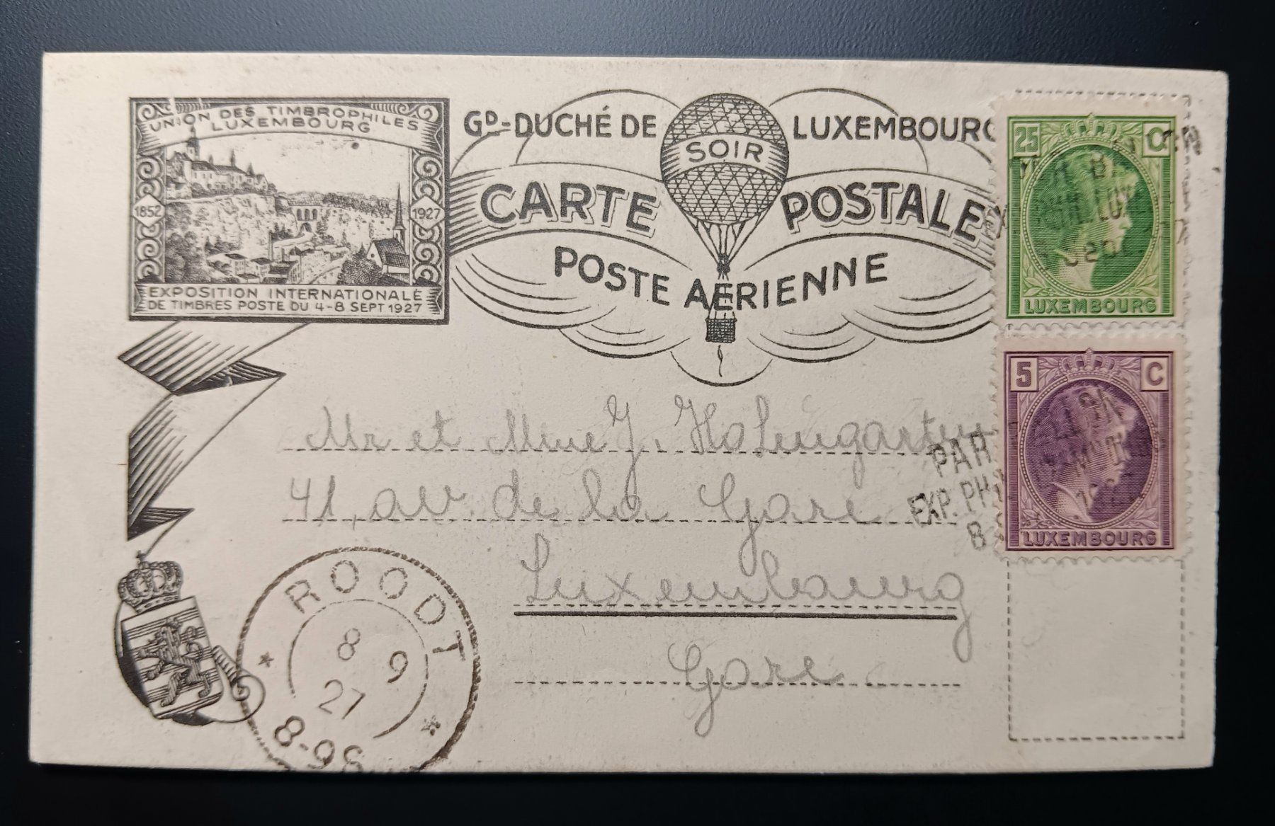 Tutti i francobolli: LUXENBURG ORTS - POSTKARTE 1927 – Usato da Holderbank AG venduto da DINOS-PHILA