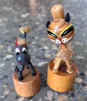 Wackel/Drückfiguren aus Holz: Esel und Katze
