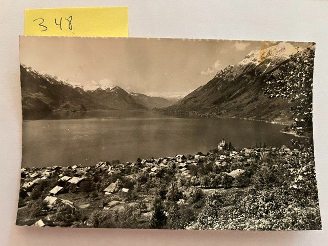 Ansichtskarten: Ansichtskarte Brienz mit Bergpanorama und See 1960 – Gebraucht aus Niederwil AG von dahu75