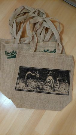Lot de 5 sacs à courses en jute, dragons. Liquid. boutique