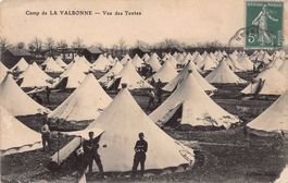 Camp de la Valbonne, vue des tentes, circulée 1910