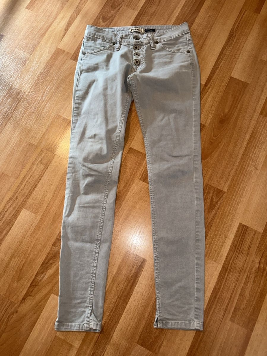 Please Jeans Pantaloni: PLEASE Jeans, Gr. XS, hellgrau, einf. Brustweite 34.5 cm – Usato da St.Gallen venduto da maierm01