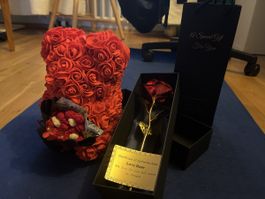 Rosenteddy & goldene Rose – Geschenkset
